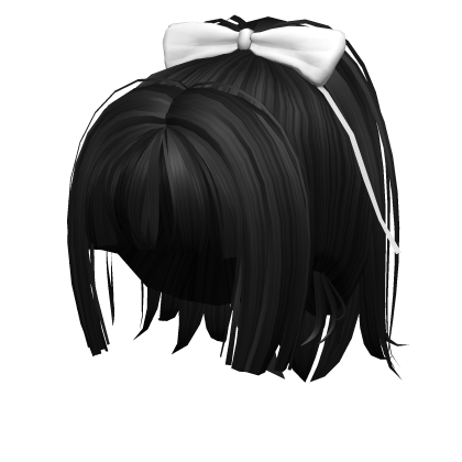 Black Super Cute Hime Cut Ponytail