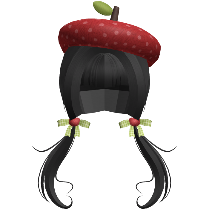 Black Wispy Heart Igari Apple Tails w Beret