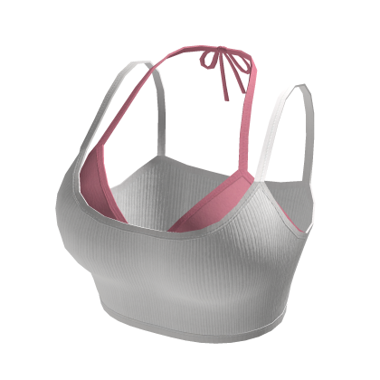 Layered Crop Top with Contrast Halter (White)
