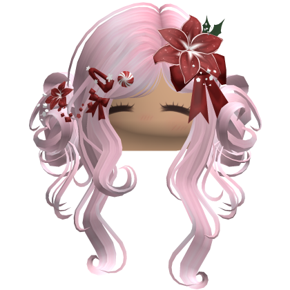 ♡ Christmas Flowery Twin Buns (Pink)