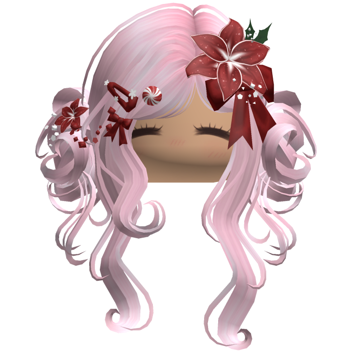 ♡ Christmas Flowery Twin Buns (Pink)