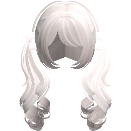 ♡ adorable long platinum layered curly pigtails