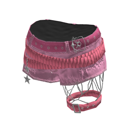 Grunge Denim Shorts w/ Leg Straps (Pink)