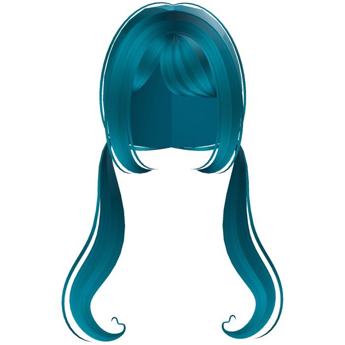 cute pigtail w hearts | cyan