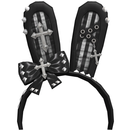Black Goth Bunny Ears Headband Vkei