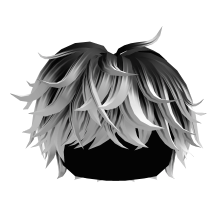 Roblox Item Black to White Fluffy Messy Cool Boy Hair