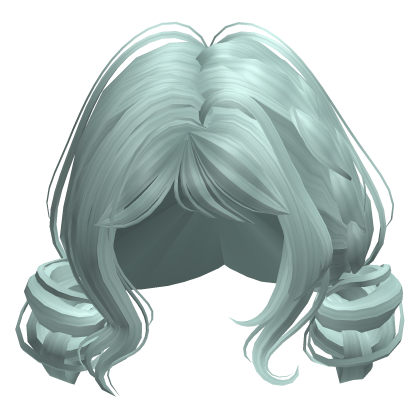 ♡ Double Messy Buns with Braid (Pastel Teal) Roblox item