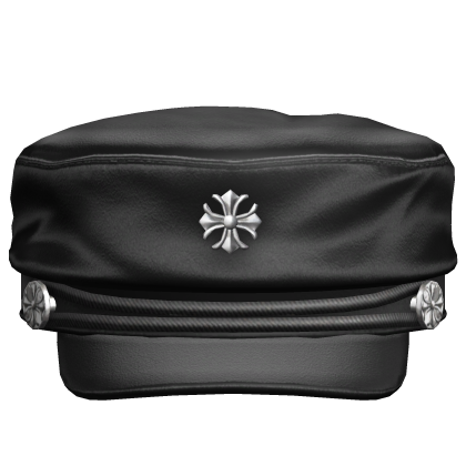 Black Y2k Cross Emo Punk Leather Beret Hat