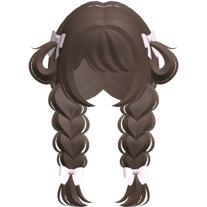 ♡ : kawaii brown bunny loop low braids 
