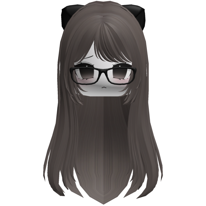Cute anime ash brown hair moe face glasses