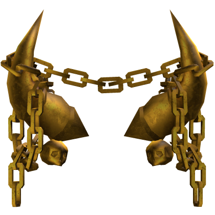 Gold Gothic Skull Chained Horns 