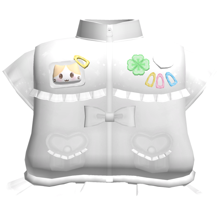 ♡ kawaii ruffled white jacket w kitty badge
