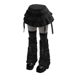 Grunge Ruffle Skirt w/ Fur Boots Outfit (Black)