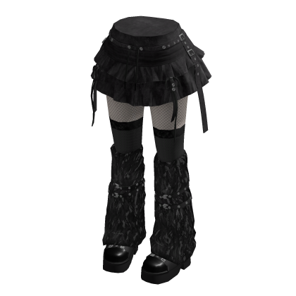 Grunge Ruffle Skirt w/ Fur Boots Outfit (Gray) thumbnail