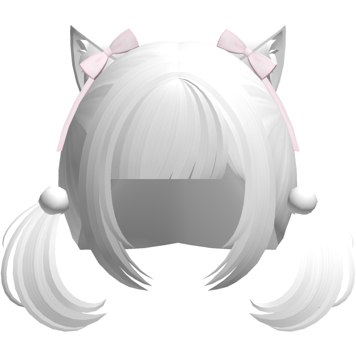 neko cat cute pigtails in white