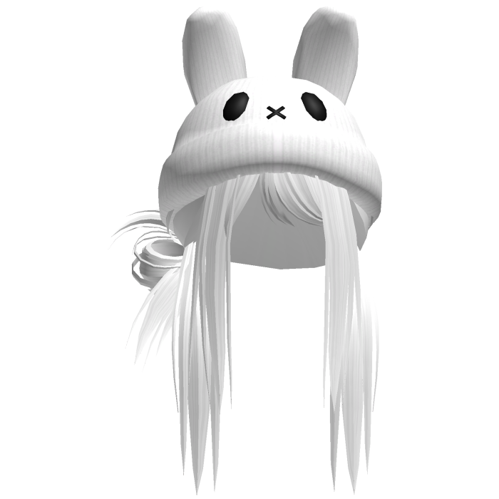 Moe Messy Girl Hair W/ Bunny Hat  White