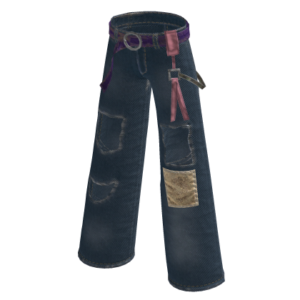 Blue Y2K Patchwork Baggy Jeans [PBR]