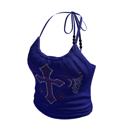 Girl Y2k Cross Top Blue thumbnail
