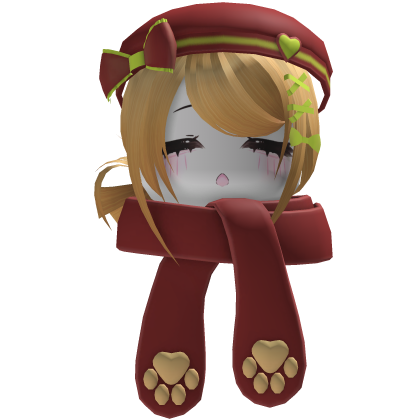Shoujo Low Side Bun Orange Hair W/ Beanie Scarf 