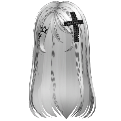 Emo Scene Long Hair w Cross White Leopard