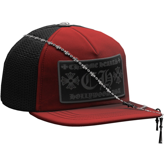 Red Designer Tilted Cap