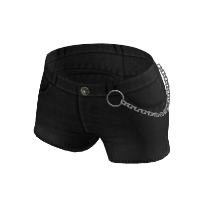 Jeans Shorts W/Chain | Black