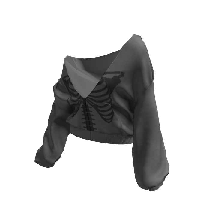 Skeleton Pullover Baggy Hoodie Grey&Black