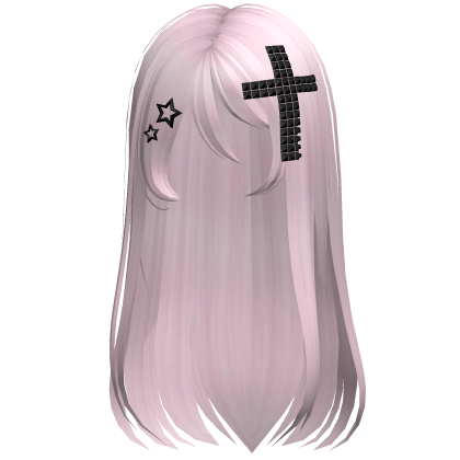 Emo Scene Long Hair w Cross Pink