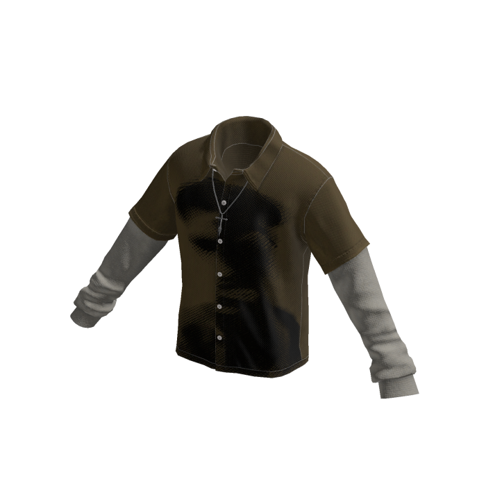 Grunge Graphic Button Up w/ Long Sleeve (Green)