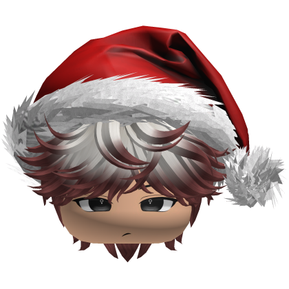 Messy Fluffy Red and white Hair a Santa Hat Y2k Roblox item