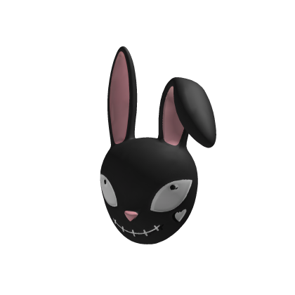 Black Goth Bunny Mask Stitched Smile Emo Y2K