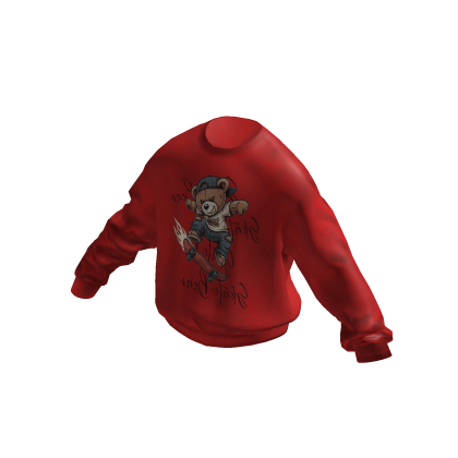 💜 Bear Print Sweatshirt_Red