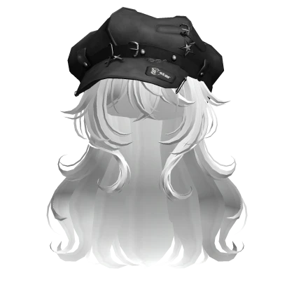 White Cute Anime Girl Hair w/ Y2K Punk Cap | Roblox Item - Rolimon's