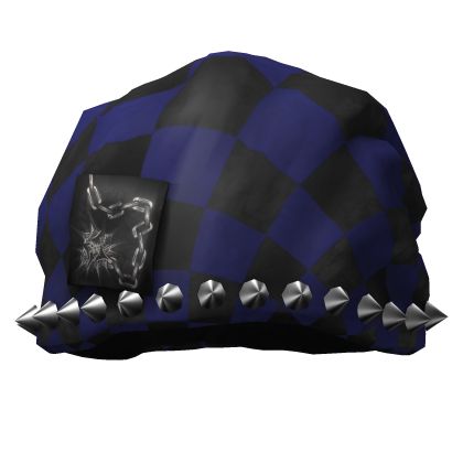 Blue Studded Checker Jester Hat