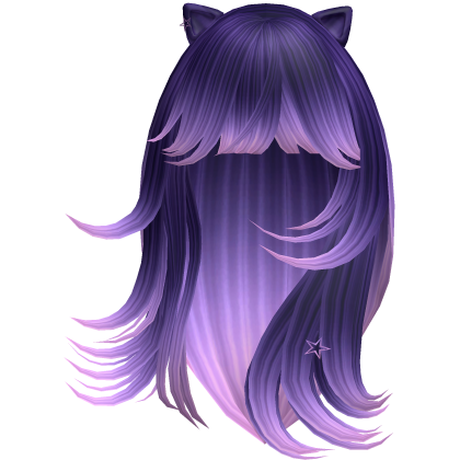 Wispy Flowy Cat Ears Hair (Galaxy Purple)