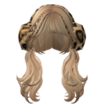 🍀Gyaru Earmuffs Pigtails (Leopard Print)