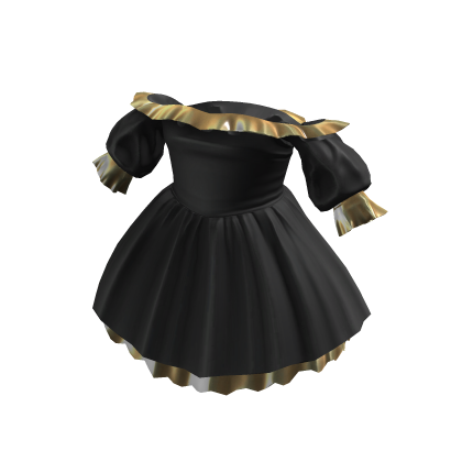 Lovely Short Ruffled Dress - Black Gold