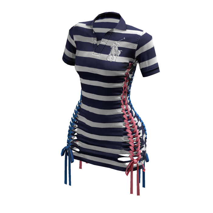 Braided Cutout Polo Dress (Stripes)