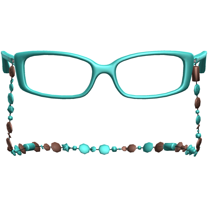 Retro Gyaru Button Beads Glasses Teal Brown