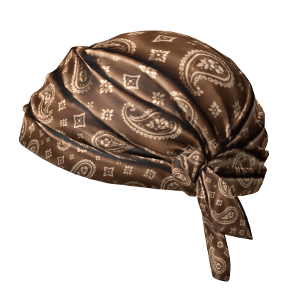 Brown Paisley Silk Side-Tied Bandana