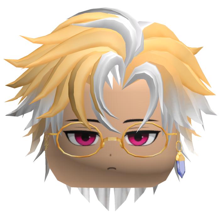 Messy Blonde White Hair w/ Gold Nerd Glasses 