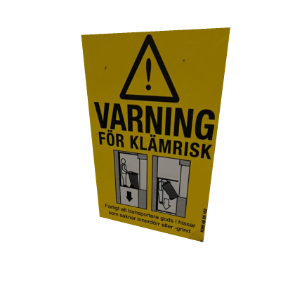 Swedish warning sign for innerdoorless elevators