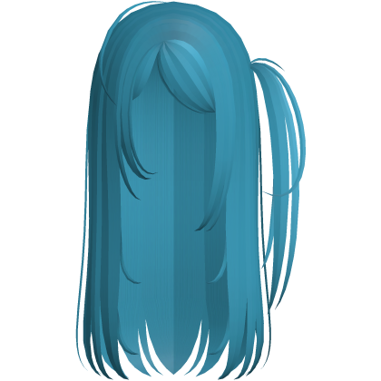 dolette long hair w/ side ponytail aqua blue Roblox item