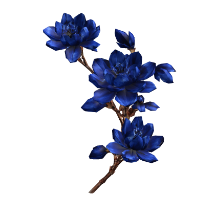 Dark Blue Cherry Blossom Flower Maximalist Branch