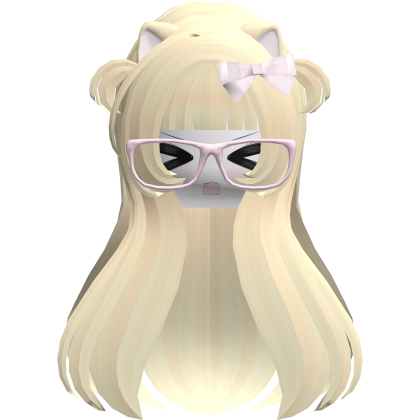Kawaii Blonde Long Flowy Hair /w Glasses