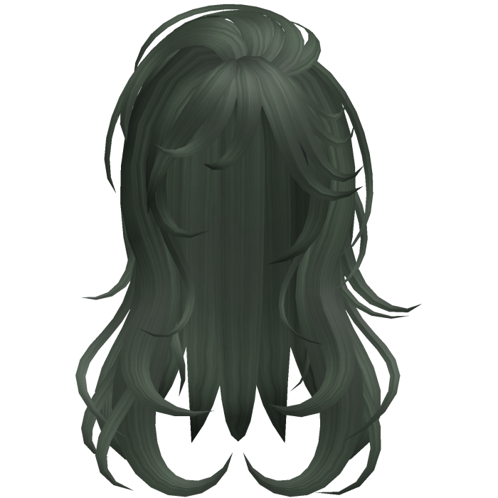 Soft Flowy Long Layered Hair (Dark Green)