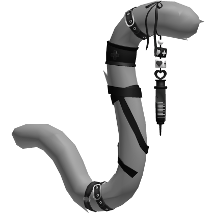 Gray Black Medic Nurse Cat Tail Roblox item