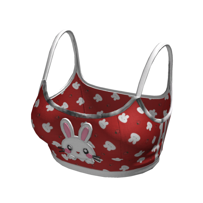 🌺Kawaii Red Bunny Print Cami Crop Top [SUSIE]