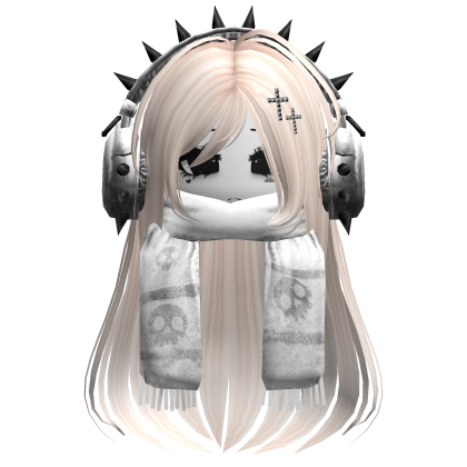 Straight Hair&Emo Headphones&Scarf Beige V2