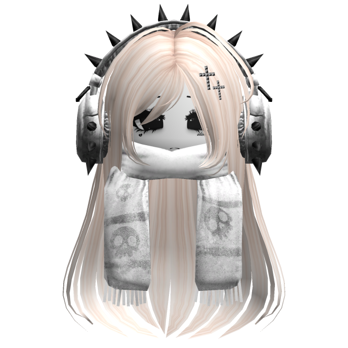 Straight Hair&Emo Headphones&Scarf Beige V2